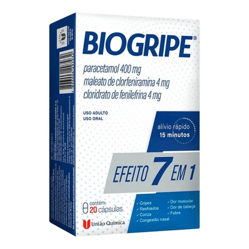 Biogripe Paracetamol 400mg + Maleato De Clorfeniramina 4mg + Cloridrato  De Fenilefrina 4mg Com 20 C
